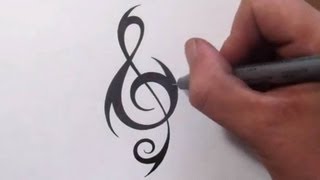 How To Create a Unique Tribal TREBLE CLEF Tattoo Design