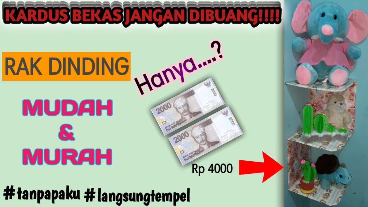 CARA MEMBUAT RAK  DINDING DARI KARDUS BEKAS  DIY Home 