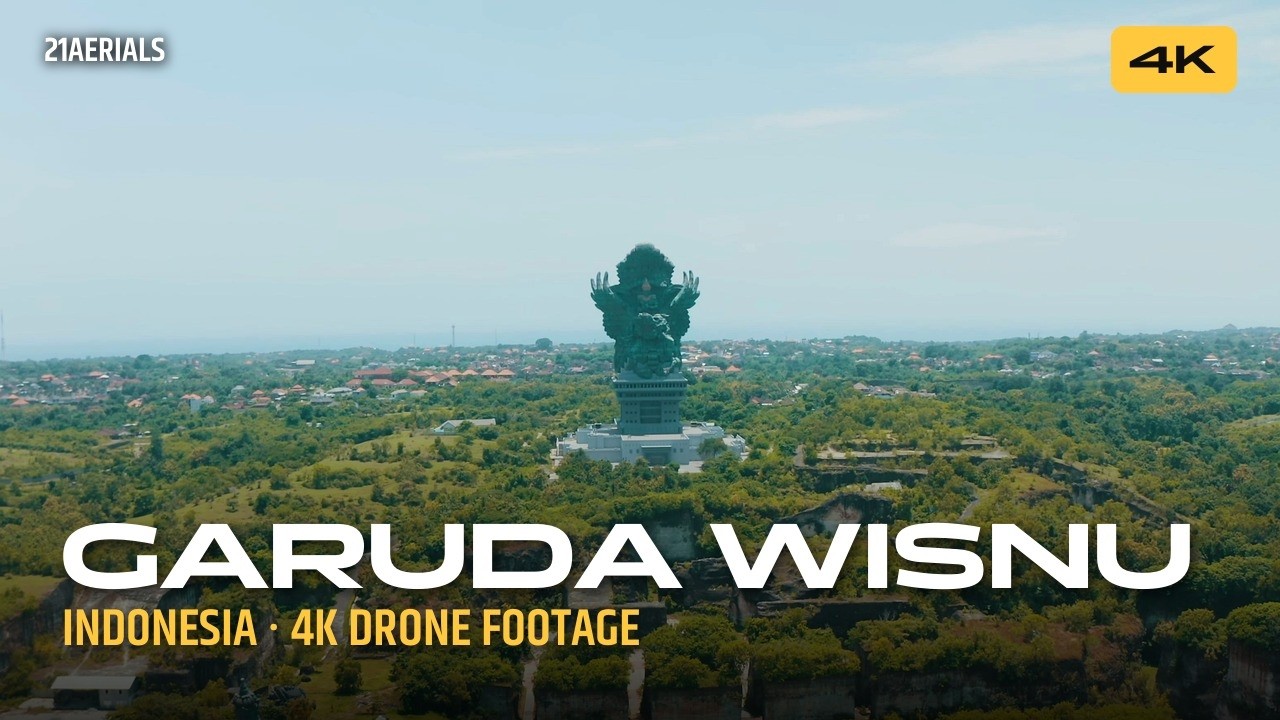 Patung Garuda Wisnu Kencana Statue in Bali: Beautiful Aerial Drone Stock Video Footage [4K]