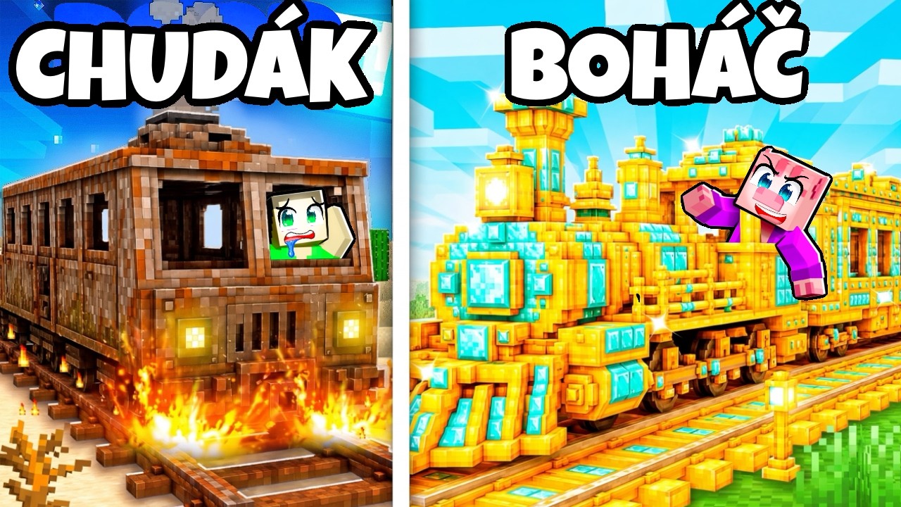CHUDÁK vs BOHÁČ v SOUBOJI VLAKŮ v Minecraftu!