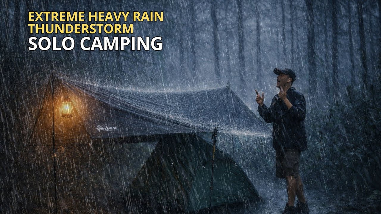 Alone in a Violent Storm ⛈️ | Heavy Rain & Lightning - Solo Camping