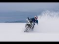 Blowing through the snow with the new honda crf1000l africa twin on frozen lake