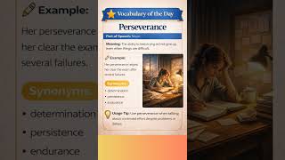 Vocabulary of the Day #perseverance #spokenenglish #englishlearning #vocabulary #ielts #ssc #grammar
