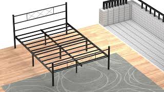 VECELO Metal Platform Bed Frame Mattress Foundation with Headboard & Footboard Easy Assemble