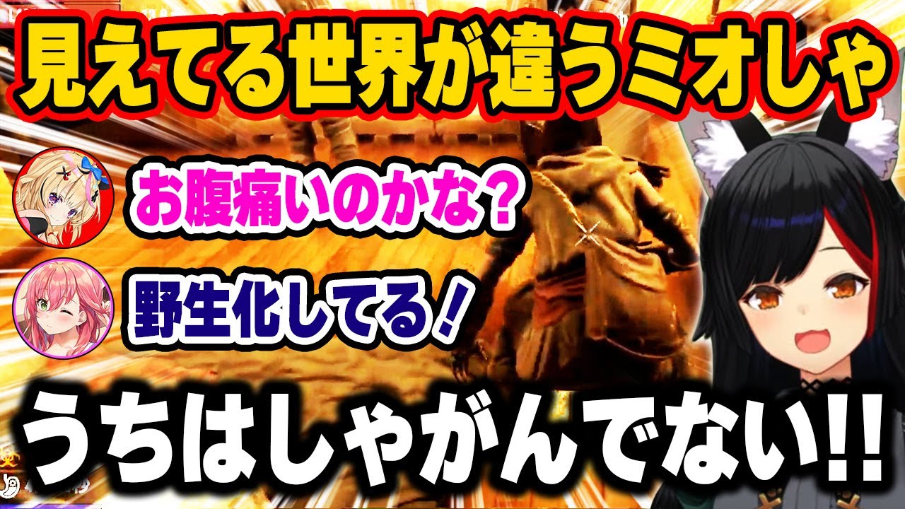立ってるのにしゃがんで見えるバグでみんなを笑かすミオしゃw【ホロライブ 切り抜き/大神ミオ/さくらみこ/尾丸ポルカ/ロボ子さん/角巻わため/鷹嶺ルイ/白上フブキ/輪堂千速/#ホロ7DTDハード】