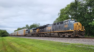 CSX I168 Autorack, Intermodal & Baretables - K5HA ET44AH #3282 & ES40DC #5254 - Unionville Ohio
