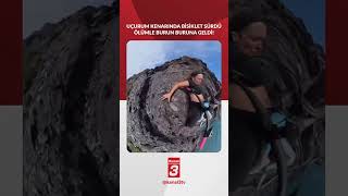 Uçurumun kenarında bisiklet sürdü | Dehşetten son anda ku...
