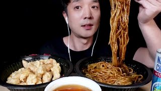 짜장면 찹쌀탕수육 먹방 Black Noodles& Sweet and sour pork food Mukbang asmr  ジャージャー麺、酢豚、モッパン。