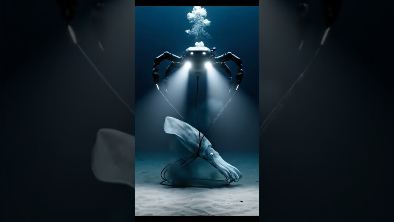 Bioluminescent Squid Meets Deep-Sea Robot 🦑 Sci-Fi Ocean Tech Capture 