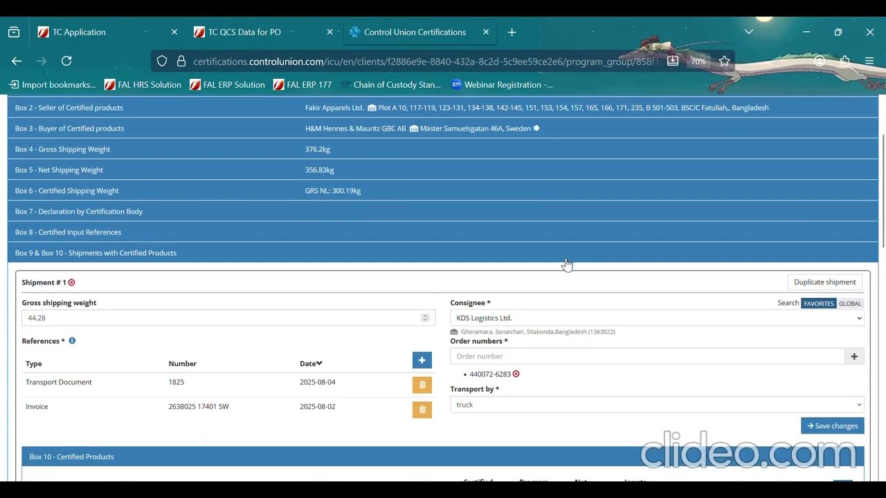 How to apply TC (Transaction Certificate) Application by ERP system for Garments -Part 2,Example-1