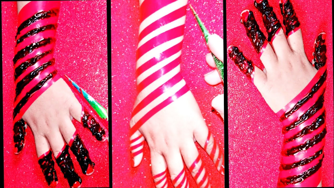 Eid special little girl back hand cello tape mehndi design best