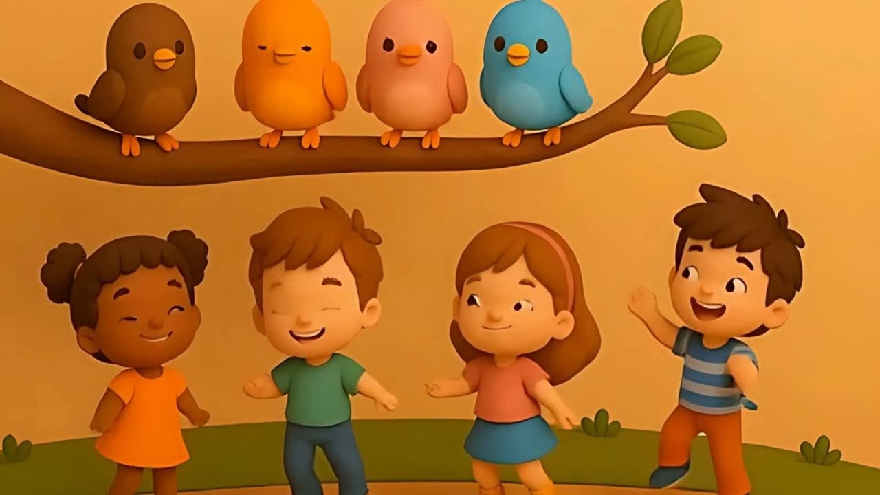 Four chirping birds tweet tweet tweet! || Kids poem | Nursery rhymes | Baby rhymes | kids song |