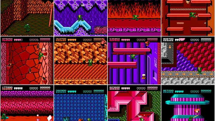 NES Battletoads walkthrough (All levels at the same time)