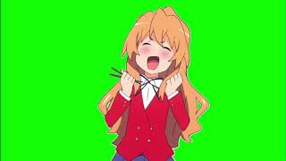 ✔️GREEN SCREEN EFFECTS: Taiga Aisaka - happy reaction - anime girl