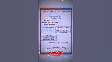 ⛳⛳RPSC Geologist & Assistant Mining Engineer Recruitment 2024👍🏻👍🏻।।@rahul_tamoli42 #rpsc #education