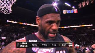 Labron James halftime interview* miami heat vs san antonio spurs*  nba finals game 4* 6/13/13