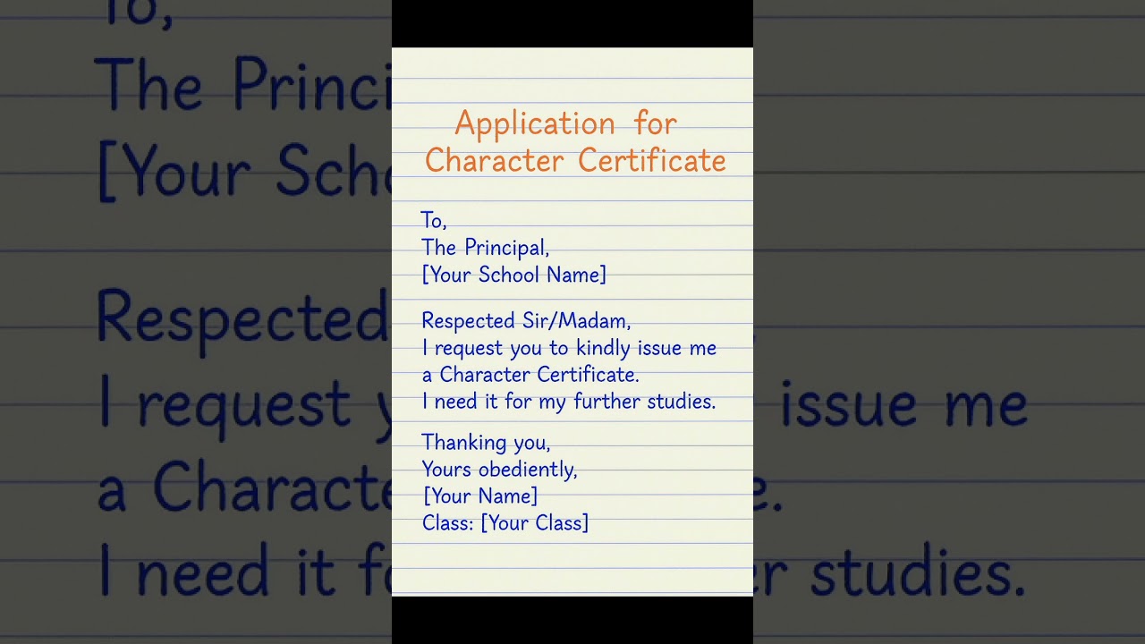 Application for Character Certificate ✍️ | Easy School Application | Short Video