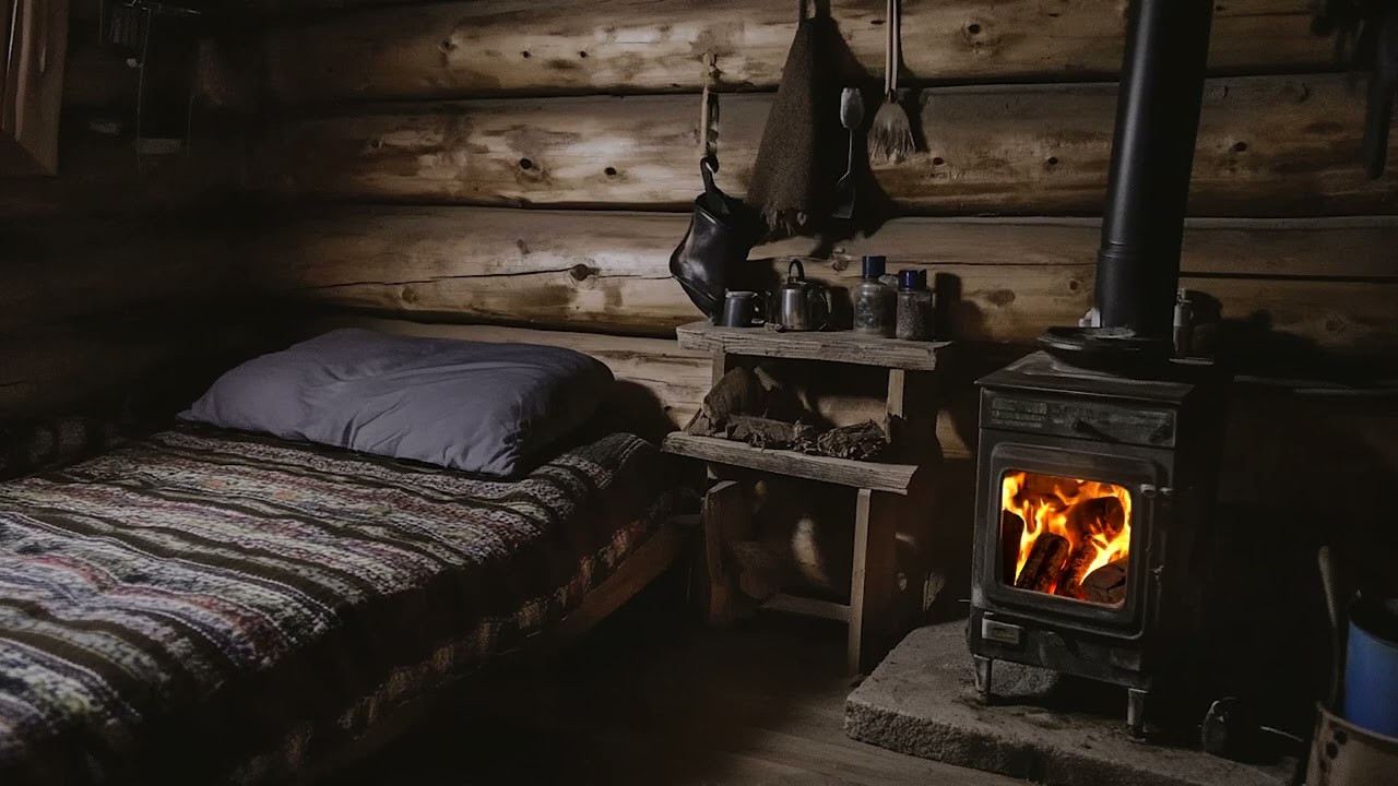 Cozy Cabin Fireplace at Night | Soothing Crackling Sounds to Help You Sleep