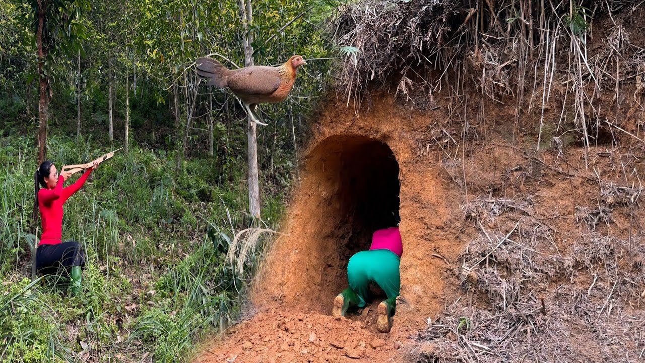 The woman dug an underground shelter, and a spectacular hunting expedition ensued