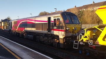 NIR 201 Class 228 being decoupled from the ballast hoppers at Ballymena.