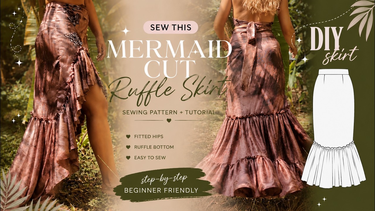 How to Sew a Mermaid Style Ruffle Skirt? - YouTube