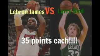 Greatest small forward of all time? Lebron James 35 points Vs Larry Bird 35 points SICK SHOOTOUT!!!