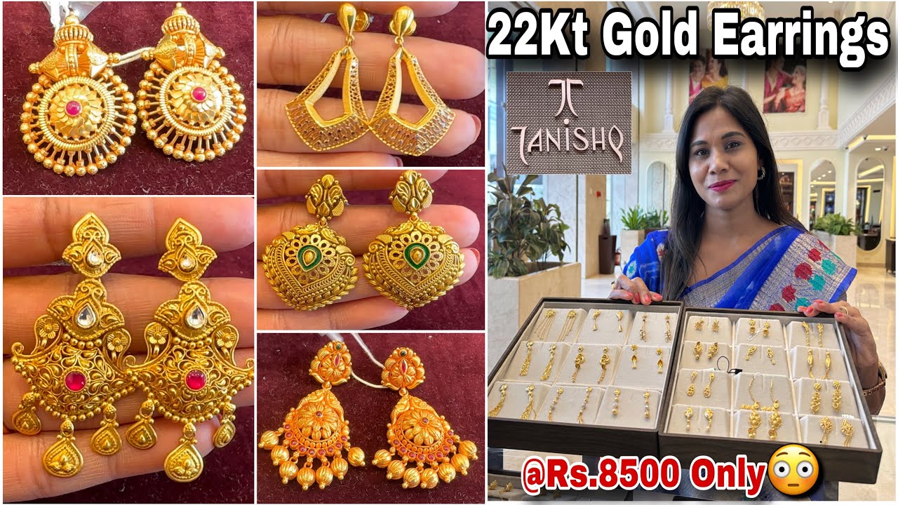 Tanishq Gold Earrings Designs Just 1 Gm Starts🔥| Light Weight Gold Earrings Designs 2025 With Price|