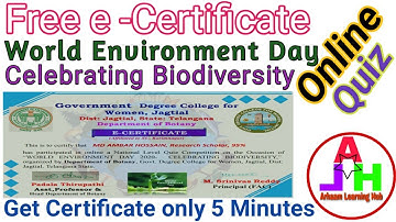 Environment Day Quiz | World Environment Day Quiz | Online Quiz Certificate