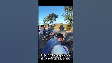 Phật tử ở Lào quỳ đảnh lễ thầy và các sư thật tốt đẹp. Review thầy