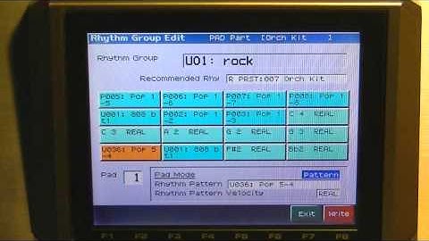 Fantom X Editing a pad in a rhythm group