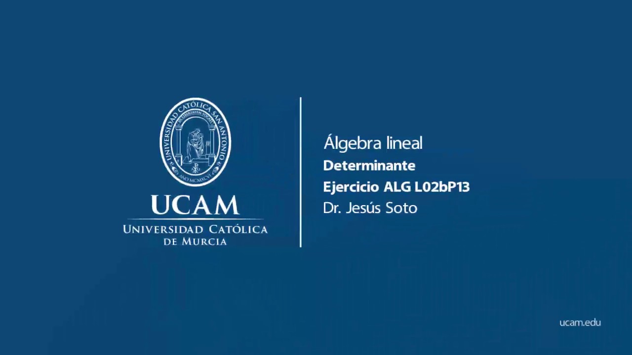 Álgebra Lineal - Determinante Ej. ALG L02bP13 - Jesús Soto - YouTube