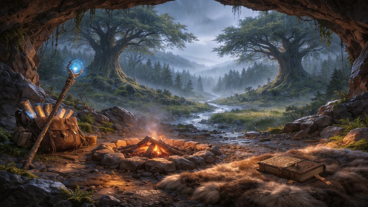 Sheltered Ember 🔥 | 1 Hour Cozy Fantasy Music with Harp, Violin & Piano