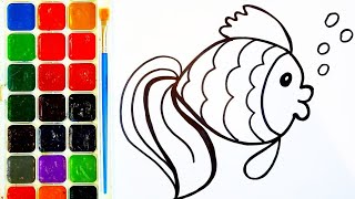 Drawing lessons for children. Easy drawing for children Coloring. How to draw a fishЯк намалювати