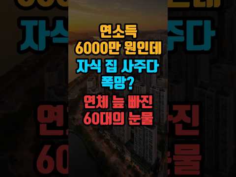 연소득 6000만 원인데 자식 집 사주다 폭망 #마처세대 #노후파산 #부동산대책 #영끌 #신혼집마련 #60대연체율 #대출연체 #노후준비 #집값청구서 #은퇴자금 #가계대출 #부모부양