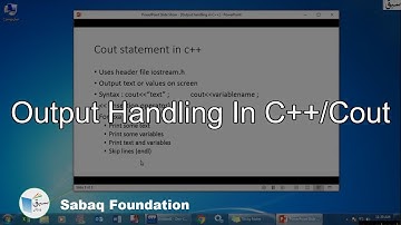 Output handling in C++/cout, Computer Science Lecture | Sabaq.pk