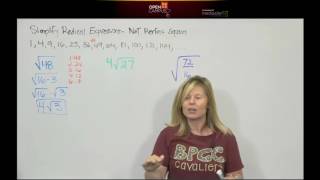 14 1B Simplify Radical Expressions that are not perfect squares