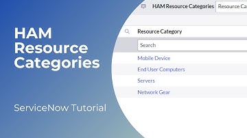 HAM Resource Categories in ServiceNow