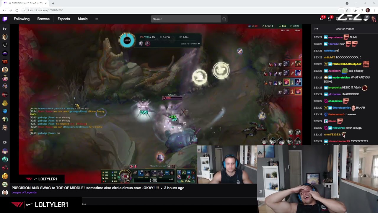 Tyler1 reacts to his own Zoe gameplay