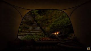 Rain on Tent and Campfire Crackling Near the River - Meditation - Deep Sleep - Relaxing Sounds 🌧️