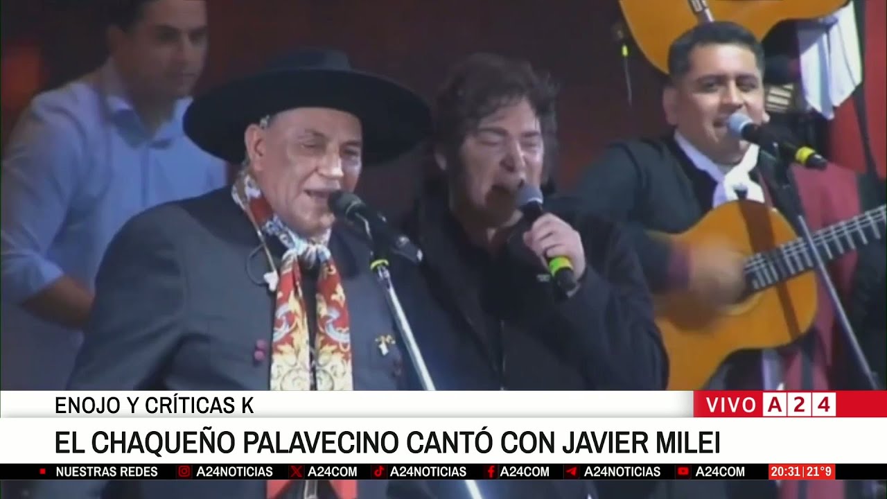 👉 ENOJO Y CRÍTICAS DE LA OPOSICIÓN: MILEI CANTÓ CON EL CHAQUEÑO PALAVECINO