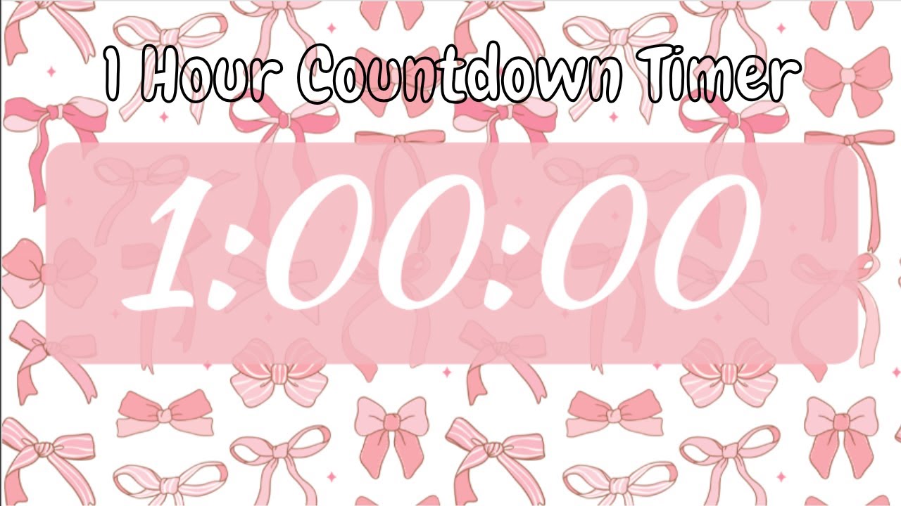 1 Hour Countdown Timer | All Pink Bow Aesthetic | No Sound 🎀💗⏳