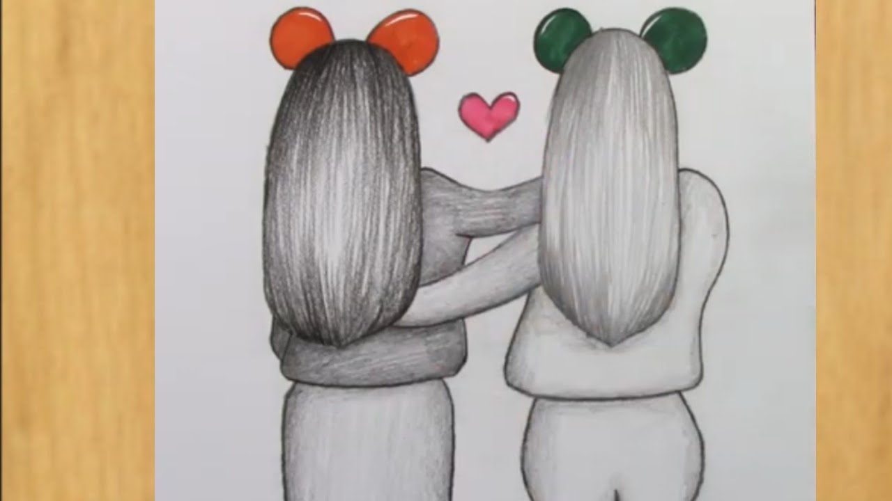 Best Friends Bff Drawing || How to Draw Best friends Drawing Step by ...