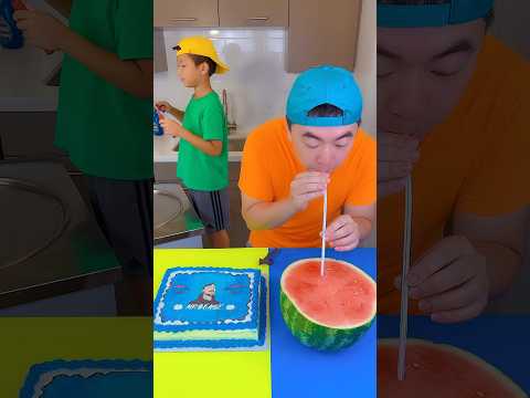 Salted Watermelon Vs Mrbeast Cake Ice Cream Challenge! Funny Shorts By Ethan Funny Family