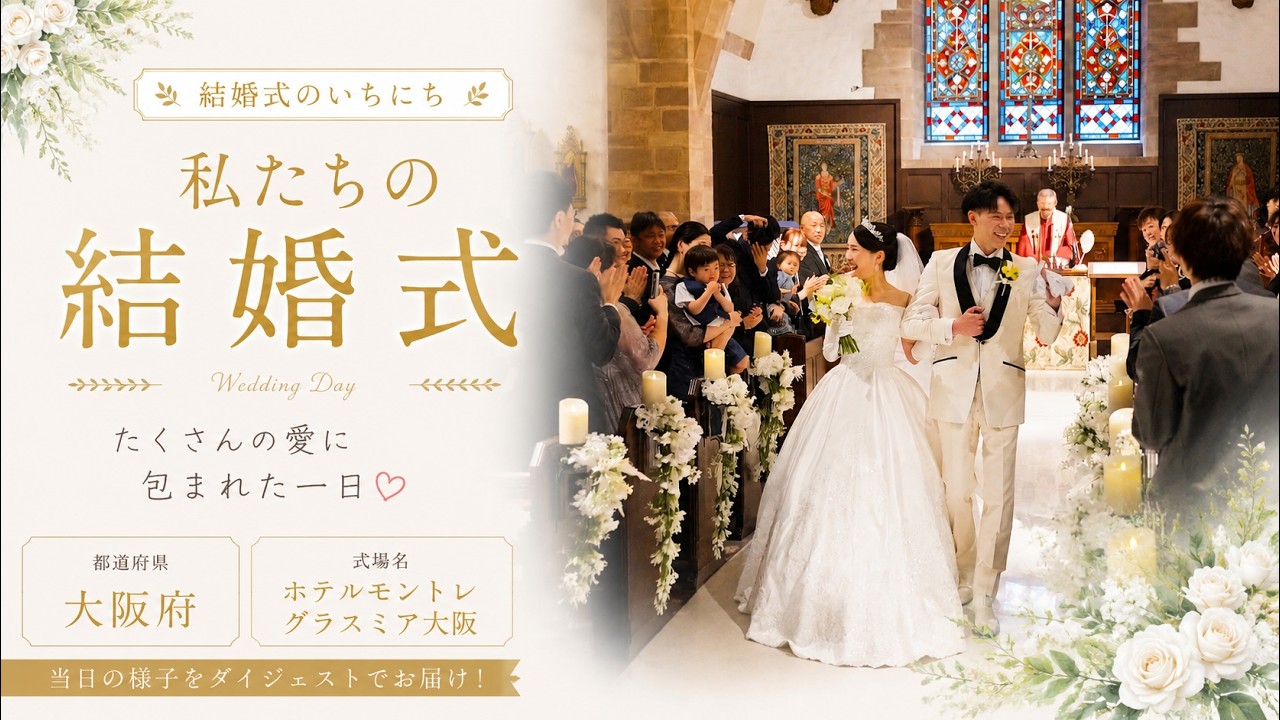 卒花結婚式レポ動画 "結婚式のいちにち”【大阪府 ホテルモントレグラスミア大阪 編】