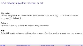 Lecture 06-3 SAT solver optimizations: runtime choices