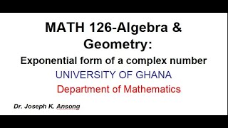 Math126 LEC16 Exponential form of a complex number