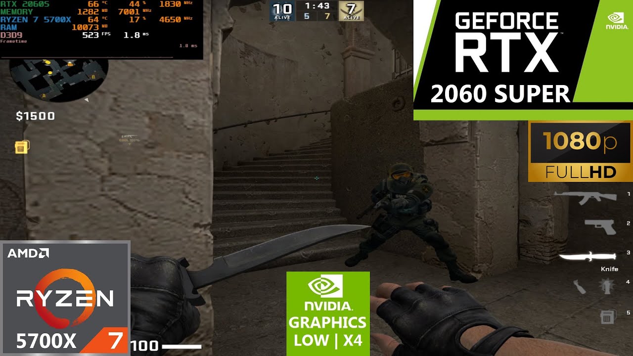 CS GO RTX 2060 Super Ryzen 7 5700X | 1280x960 Lowest Competitive ...