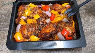 Mapishi ya kuku wa vitunguu na hoho | Onion and pepper chicken bake recipe - Shuna's Kitchen