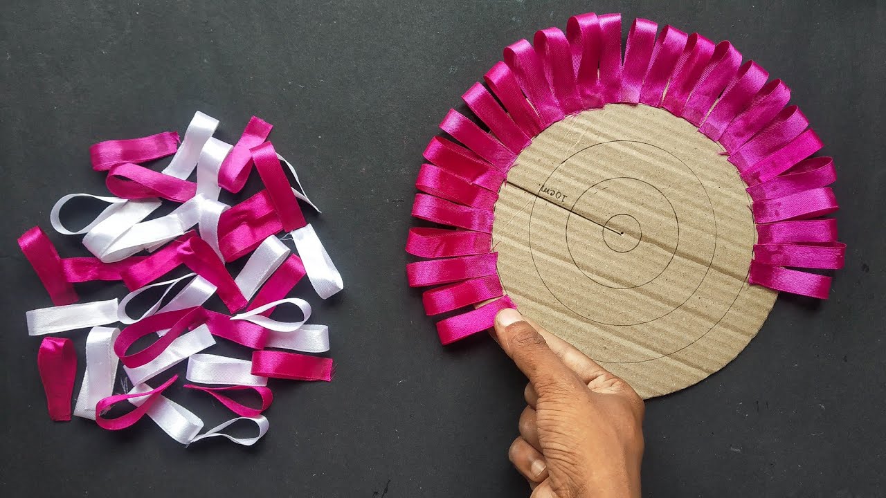 Wall Hanging Using Ribbon Beautiful Ribbon Wall Hanging Craft - YouTube