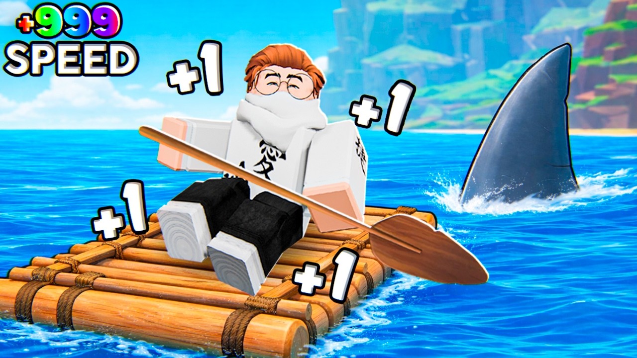 A CADA SEGUNDO Eu GANHO +1 De VELOCIDADE FUGIR Do TUBARÃO no Roblox